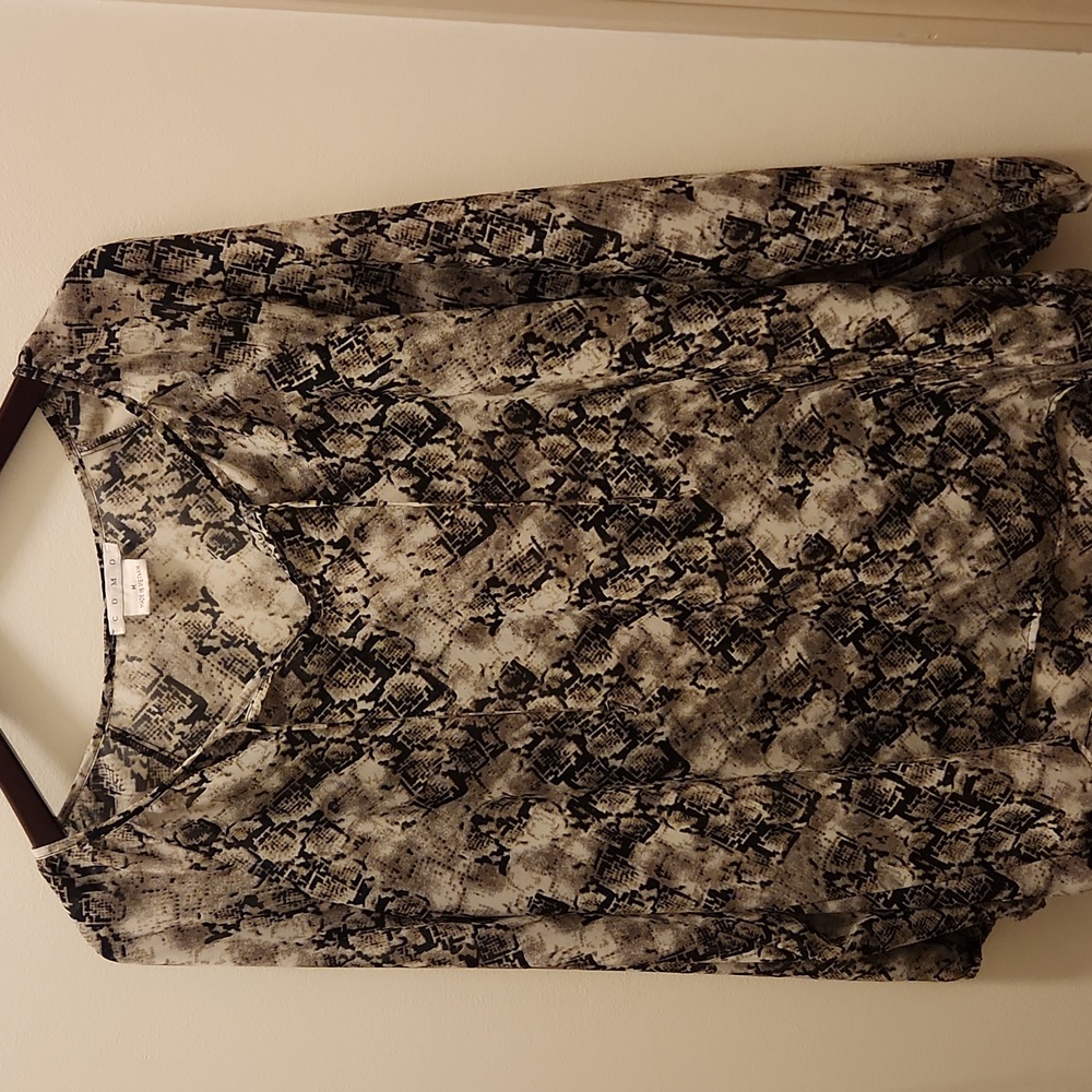 Semi Sheer COMO Animal Print Blouse M | Edgy Minimalist Top